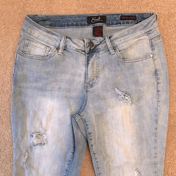 Earl Distressed Skinny Jeans Womens Size 8 Ankle Length Super Stretch Denim Blue - Picture 3 of 16